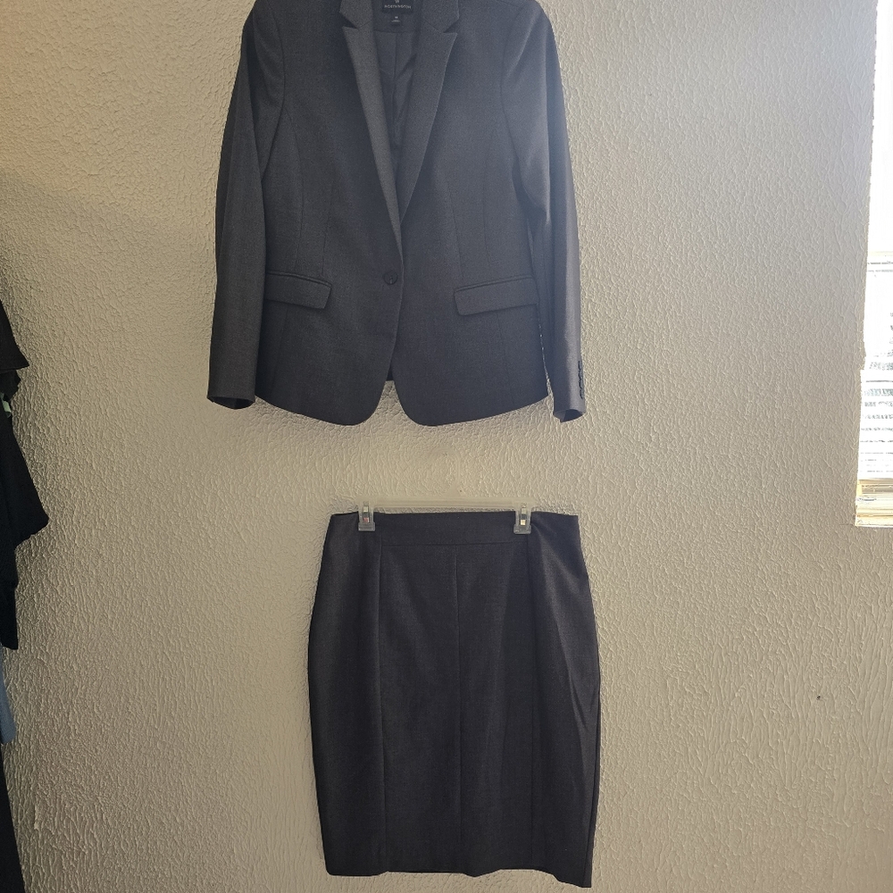 Wool blend Worthington Womens Dark Gray Blazer & Skirt Set Size 14